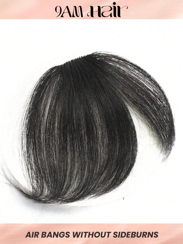 Virgin Human Hair Topper Black Color Top Hairpiece Air Bangs Straight Bangs For Women Natural Black Color