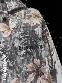 SHEIN Felpa con cappuccio semplice con stampa floreale, giacca casual da ragazzo adolescente, manica lunga