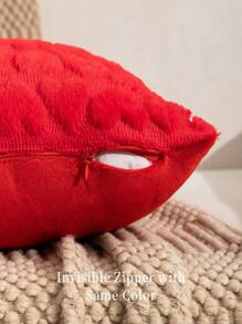 2 vỏ gối chần bông hình trái tim, dùng cho phòng khách, phòng ngủ, ngoài trời, mọi mùa, phong cách ngày lễ tình nhân - Đỏ - Xem 3