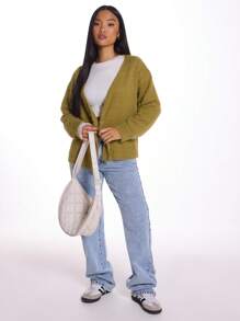 MUSERA Button Up Mohair Knit Cardigan