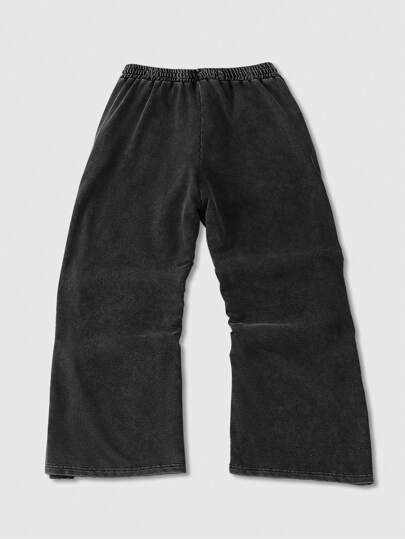 Goth Men's Casual Sports Street Cross & Letter Print Contrast Striped Side Zip Loose Wide-Leg Sweatpants