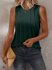 EMERY ROSE Women Solid Color Round Neck Sleeveless Casual Tank Top