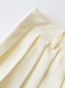 Chiquease Falda mini plisada de color liso casual y versátil para mujer