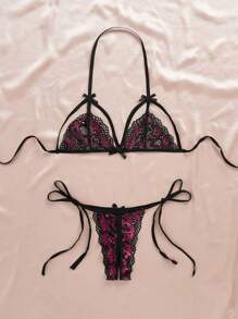 Seduluxe Plus Size Ladies' Lace Hollow-Out Sexy Lingerie Set