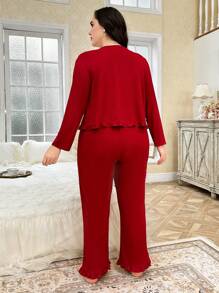 CottageSlumber Set de pijama de 3 piezas con estampado floral romántico en tallas grandes