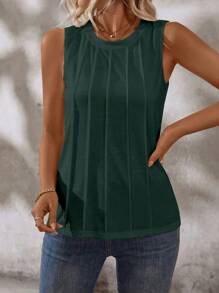 EMERY ROSE Women Solid Color Round Neck Sleeveless Casual Tank Top