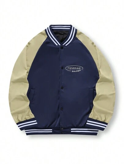 Manfinity Sport Corelite Chaqueta deportiva casual de manga larga con cierre de botones delanteros de unicolor y parche para hombres