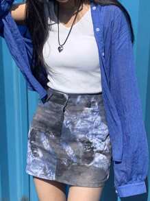 DAZY Effen kleur damesblouse met lange mouwen en knoopsluiting aan de voorkant, casual, alledaagse kleding