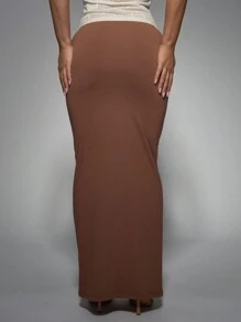 MISSGUIDED 女式长裙优雅及地修身褶皱腰柱弹力针织长款正式晚礼服秋冬时尚