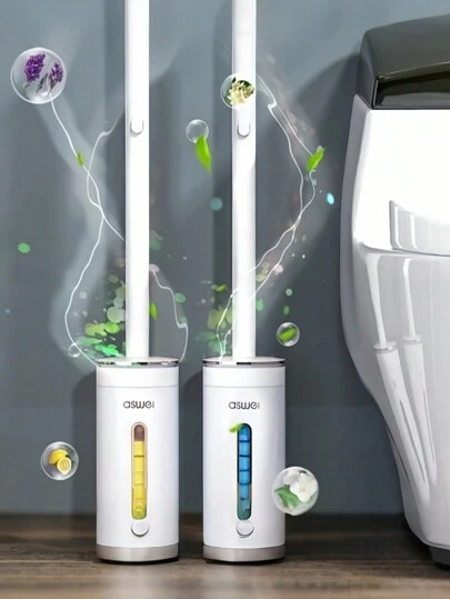 1set Disposable Toilet Brush Set With Only 8 Disposable Toilet Brush Heads Refills, Toilet Bowl Cleaning Brush, Self-Contained Detergent Head Brush, Bathroom Cleaning Brush, No Blind Spot, Cleaning Supplies, Cleaning Tool, Back To School Supplies Bathroom Decor Summer