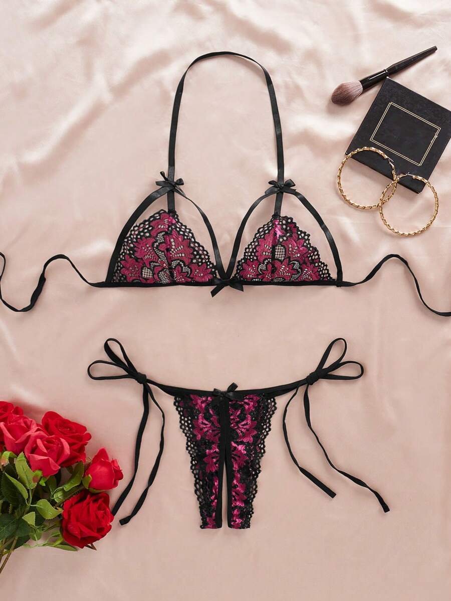 Seduluxe Plus Size Ladies' Lace Hollow-Out Sexy Lingerie Set