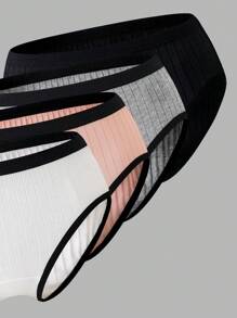 8 peças Conjunto de Roupas Íntimas de Algodão de Textura Sólida para Meninas, Pré-adolescentes