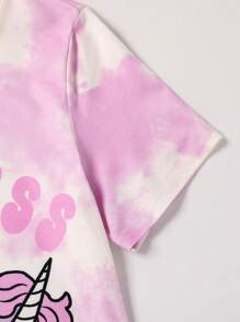 Camisón largo de manga corta con cuello redondo y estampado gráfico de unicornio para niñas preadolescentes, camisón de princesa para dormir, camisón de niña pequeña, camisón pijama para chicas