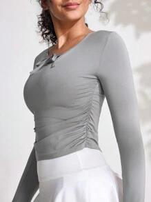 SHEIN Sports XH046 运动瑜伽透气修身跑步户外T恤 - 深灰色 - 查看 8