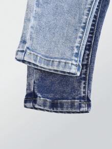 2 Pairs Toddler Boys' Fashionable Casual Academy Washed Blue Denim Elastic Waist Jeans - Multicolor - View 4