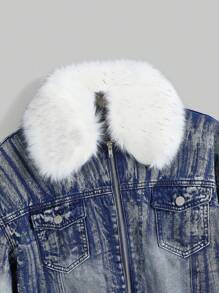 ROMWE Grunge Punk Retro Distressed Women Denim Jacket