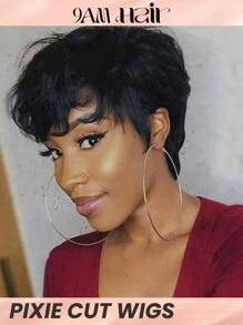 Short Pixie Cut Human Hair Wig With Bangs