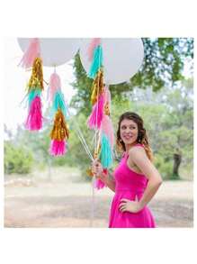 SHEIN 5pcs/Bag Colorful Tissue Tassel Banner, Tissue Ribbon Tassel Party Background Hanging Decoration, Suitable For Weddings, Birthdays, Single Lady, Parties
