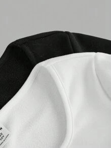 SHEIN Girlism Mono térmico de manga larga, cuello alto, ajuste delgado, informal y minimalista, para niñas preadolescentes, color negro y blanco