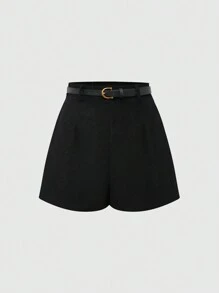 Sweetra Women's Solid Color Casual Shorts, Minimalist & Fashionable For Everyday Wear