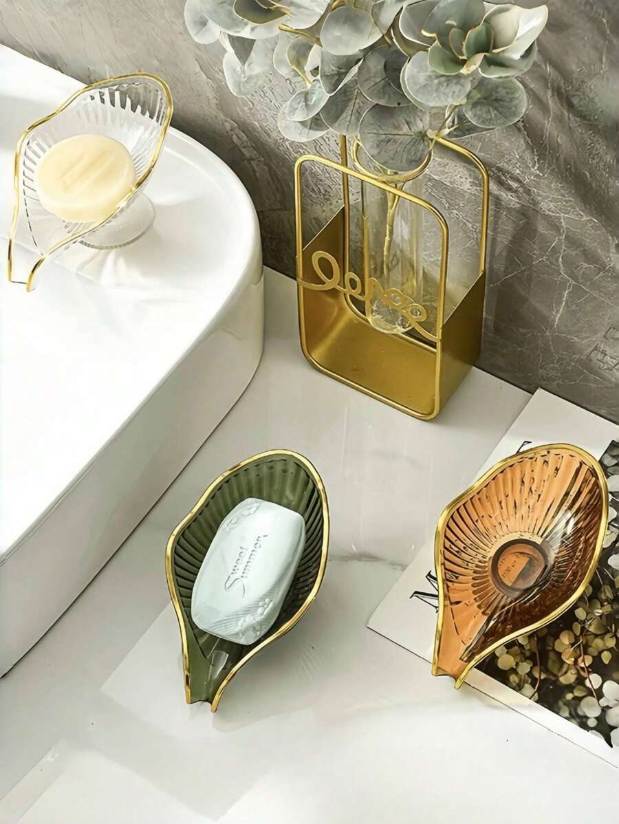 1 件陶瓷自排水皂盒 - 豪华浴室收纳盒，带高架板条设计，无积水皂架，适用于条状和液体皂，快干倾斜托盘，适用于淋浴、水槽台面和水疗装饰，防霉家居升级 - 优质肥皂节省器，适用于夏季潮湿环境