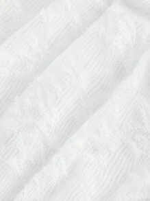 SHEIN MOD 女士白色蕾丝杯褶皱喇叭袖T恤，秋冬款，返校节，外出，嬉皮风女装，白色女士长袖上衣，仙女风，圣诞节 - 白色 - 查看 3
