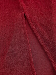 SHEIN MOD Plus Size Women Pleated Waist Long Sleeve Dress, Ankle-Length Ruched Mock Neck Dress,New Years Women Outfit,Red Dresses Classy Elegant,Chinese New Year Dress Love/Lover,Valentine,