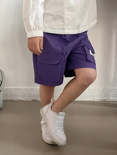 DAZY 年轻男孩字母印花宽松实用口袋休闲短裤