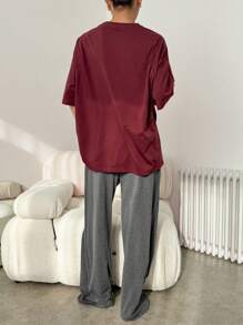 DAZY Cartoon Print Loose Women Pajamas Set - Burgundy - View 2
