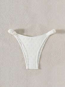 SHEIN Swim Springbreak 女士连体泳衣，纹理面料，性感剪裁，夏季海滩节波西米亚风 - 白色 - 查看 4