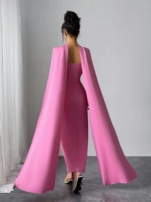 Modelyn Women's Elegant Cinched Waist Extra Long Dress Long Evening Dresses