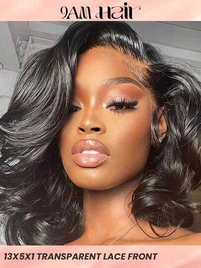 Transparent Lace Body Wave Bob T Part Lace Front Wigs Short Short Human Hair Lace Frontal Closure Natural Black Color Wigs With Front Baby Hair Pre Plucked Natural Hairline Wig