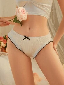 Cute Ruffled Bunny Ear Women Hipster Panties - Black and White - View 5