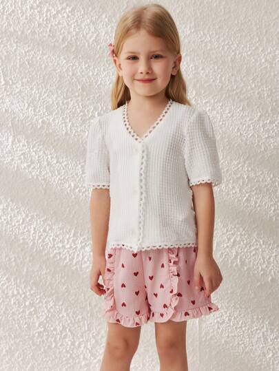 Blossori Young Girls Elegant White Hollow-Out Knit Cardigan, Slim Fit, Spring/Summer