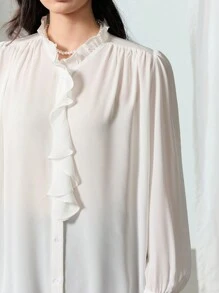EastFlair Blusa casual de color liso para uso diario de mujer - Blanco - Ver 6