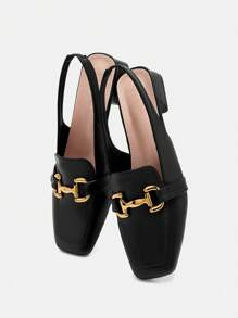 CUCCOO BIZCHIC Women's Square Toe Mary Jane Flat Heel Casual Loafers, Suitable For Commuting, Dating, Party, Holiday, Spring Outfit Spring Shoes Spring Break Easter - Black - View 8