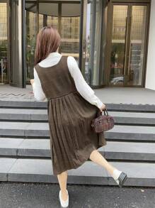 Robe casual à carreaux patchwork 2 en 1 pour femmes, printemps/automne