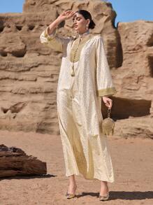 Al Najma Women's Elegant Turkish & Arabian Traditional Long Dress, Modest Kaftan