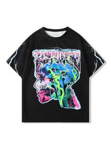 Manfinity EMRG 2pcs/Set Men Print Crew Neck Short Sleeve Top And Long Pants Sets, Casual - Multicolor - View 3