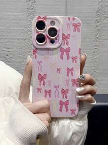 Duchess Plum Artist 1 件时尚哑光粉色蝴蝶结手机壳，简约可爱设计，兼容 iPhone11/12/13/14/15/16promax、S24/S23/A06/A16，适合情人节 - 彩色 - 查看 2