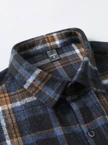 Manfinity Homme Giacca camicia casual da uomo con bottoni frontali, maniche lunghe e tasche, a quadri