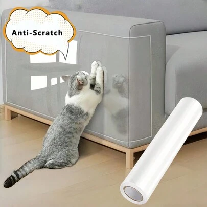 Self Adhesive Transparent PVC Cat Scratch Protection Film Furniture Scratch Proof Shield Tape For Sofa Armrest Door Wall Pet Proof Damage Prevention Home Decor Essential Furniture Care Solution Pet Owner Must Have