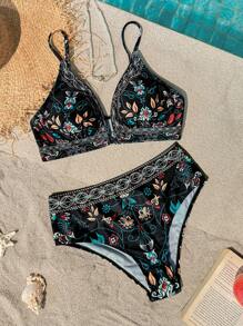 Vivid Eden 女士印花简约比基尼泳裤，休闲度假