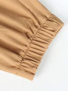 Manfinity Homme Men's Letter Print Drawstring Waist Pocket Casual Pants, Streetwear, Fall - Khaki - View 4