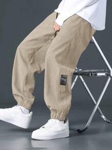 Manfinity Hypemode Men Loose Letter Print Drawstring Waist Ankle Tied Pants