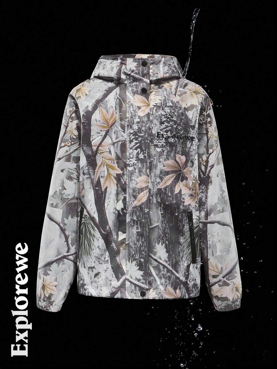 SHEIN Felpa con cappuccio semplice con stampa floreale, giacca casual da ragazzo adolescente, manica lunga