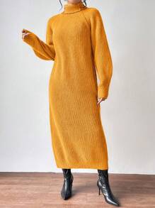 SHEIN Clasi 简约时尚休闲日常针织毛衣连衣裙 - 黃色 - 查看 6