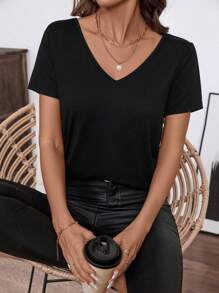 SHEIN Clasi Áo thun hở lưng tay ngắn hở lưng họa tiết ren bướm đan len dành cho nữ mùa xuân/hè - màu đen - Xem 5