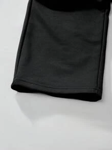 SHEIN Teens/Youth Boys' Casual Loose Knit Sweatpants With Cross-Stitched Embroidery - Black - View 4