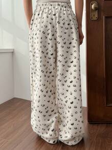 DAZY Soft Plush Sleepwear Bottoms With Cute Koala Pattern - White - View 2